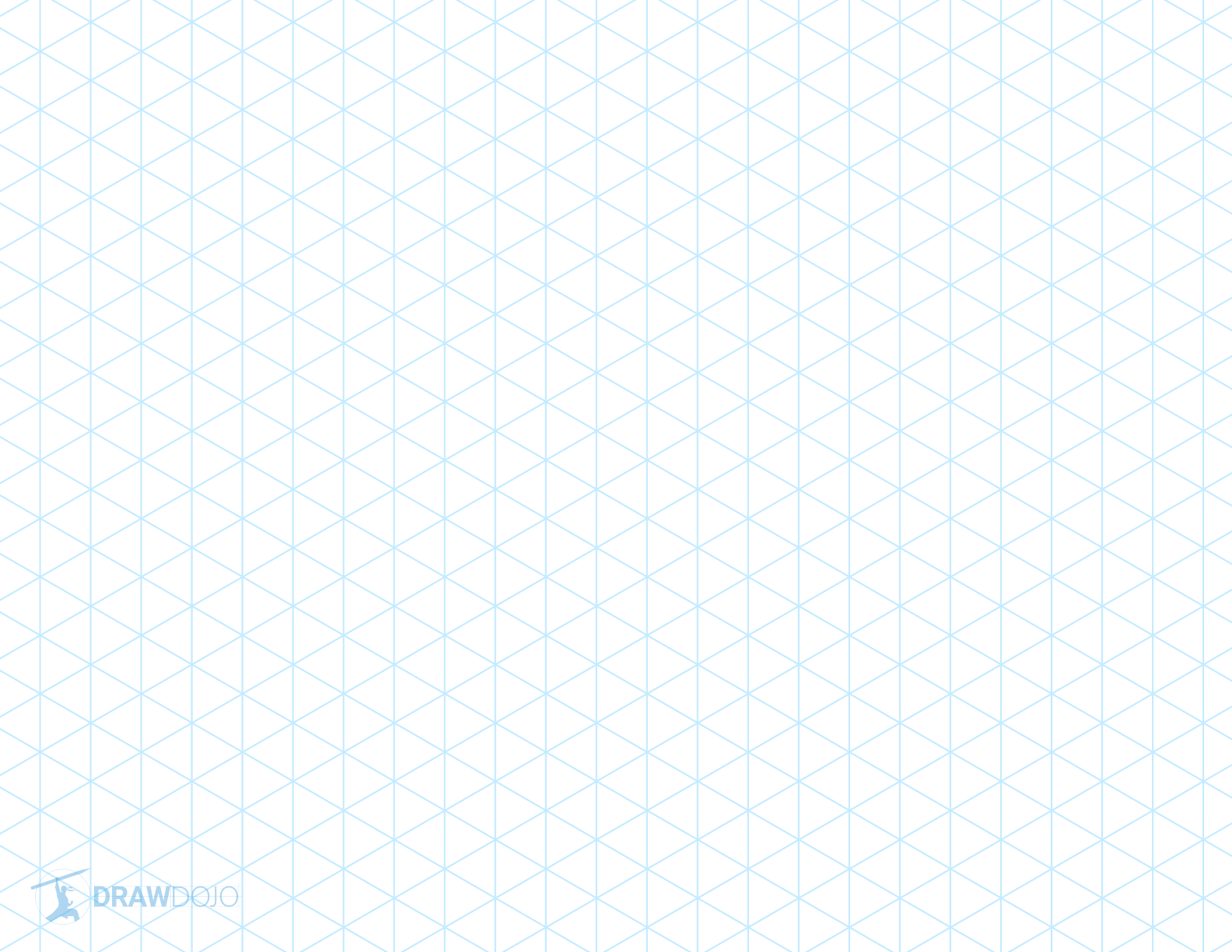 Printable isometric grid paper template with a large grid